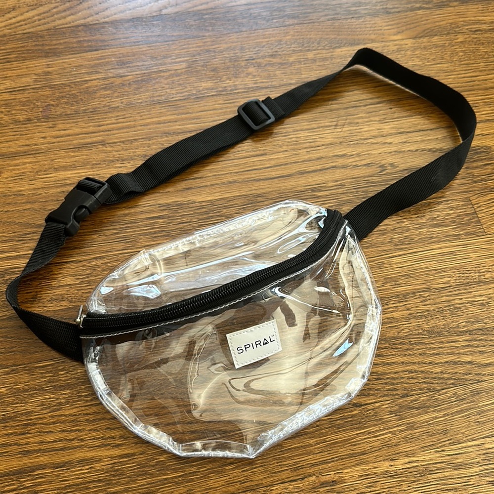 Clear plastic Fanny pack/belt bag with black adjustable strap